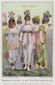 Parisiske damer i deres vintertøj i 1800-tallet af Isaac (after) Cruikshank