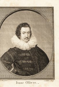 Portræt af Isaac Oliver eller Isaac Olivier, franskfødt engelsk portræt-miniaturemaler, ca. 1565-1617 af Isaac (after) Oliver