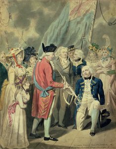 Admiral Collingwood (1750-1810) Modtager sølvsværdet (akvarel på papir)