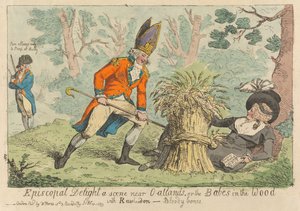 Episcopal Delight eine Szene in der Nähe von Oatlands, oder Die Babys im Wald, mit Rawheadon - Bloody Bones (aus: Karikatur, Bd. 3) af Isaac Cruikshank