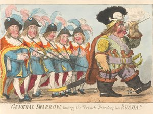 General Suworow zieht das französische Direktorium nach Russland af Isaac Cruikshank