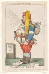 Spotprent af Charles James Fox, 1798 Den republikanske soldat! (titel på objekt) af Isaac Cruikshank