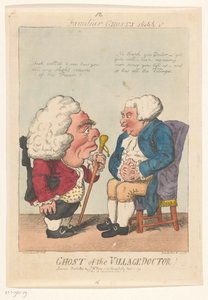 Spotprent op de dorpsarts, 1799 Landsbydoktorens spøgelse! (titel på objekt) Familiar Ghosts (serietitel på objekt)