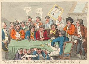 Die Delegierten im Rat oder Bettler zu Pferd af Isaac Cruikshank