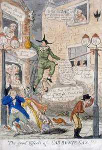 The Good Effects of Carbonic Gas!, 1807 (håndfarvet gravering) af Isaac Cruikshank