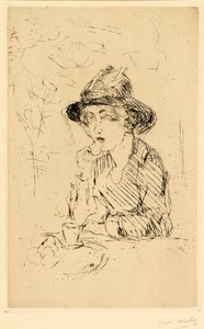 Dame ved morgenbordet [Lady ved morgenbordet] (ætsning) af Isaac Israels