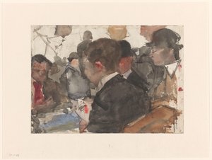 Mænd, der spiller kort på en cafe af Isaac Israels