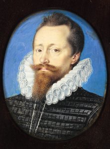 En gentleman, måske Edward Cecil, Viscount Wimbledon (akvarel på vellum) af Isaac Oliver