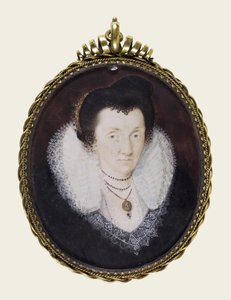 Lady Anne Bacon, ca. 1600 (ugennemsigtig akvarel og forgyldning på vellum) af Isaac Oliver