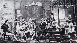 En mand, der lider af virkningerne af overforkælelse af Isaac Robert Cruikshank
