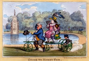 Going to Hobby Fair, 1835 (håndfarvet gravering) af Isaac Robert Cruikshank