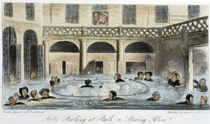 Offentligt bad i London - i "The English Spy" af Charles Molloy Westmacott, tegning af Robert Cruikshank, London-udgaven