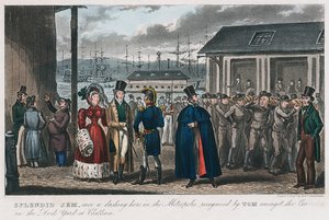 Pragtfuld Jem blandt de dømte i Naval Dock Yard i Chatham, Kent, 1821 af Isaac Robert Cruikshank