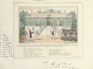 The Arrest of John Morgan, Esq., Merchant, Singapore, October 1824, by John Crawford Esq., Resident, Formerly Doctor on the Companies Service, Late Ambassador to the Court, Bangkok, Siam, and Umrapoorah, Burmese Empire, May 1827dani af Isaac Robert Cruikshank