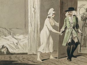 Cuckold afgår til jagten, ca. 1800 (pen og blæk med wc på papir)