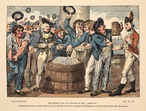 The Honest Tars and Marines of The Argonaut, pub. 1798 (håndfarvet gravering) af Isaac Robert Cruikshank