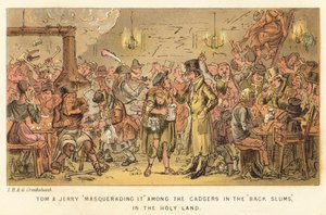 Tom og Jerry maskerer det blandt tømmermændene i Back Slums, i Det Hellige Land af Isaac, Robert and George Cruikshank
