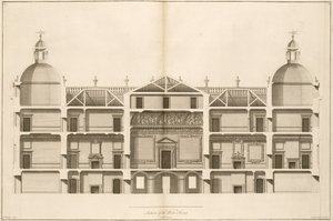 Houghton Hall: sektion af vestfronten, indgraveret af Pierre Fourdrinier, 1735 (se også 64902 og 64903) af Isaac Ware