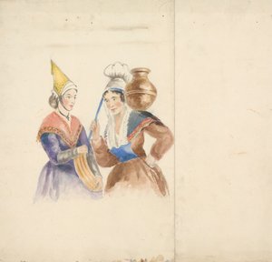 To kvinder i farverigt kostume af Isaac Weld