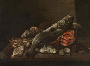 Stilleben med fisk af Isaac van Duynen