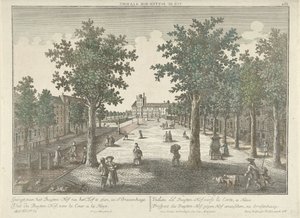 Udsigt over Buitenhof i Haag Vue du Buyten-Hof, a la Haye. (titel på objekt) af Isaac van Haastert