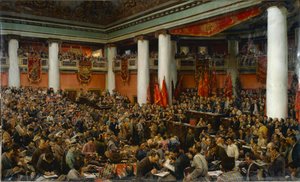 Deuxieme congres du Komintern (Internationale communiste) - Den festlige åbning af Den Kommunistiske Internationales anden kongres (Comintern) - Isaak Izrailevich Brodsky (1884-1939). Olie på lærred