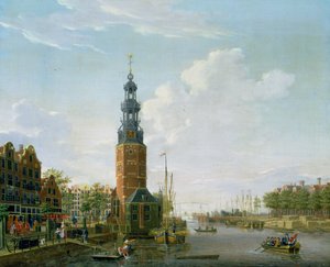 Udsigt over Amsterdam med Montelbaanstoren på Oudeschans, 1777