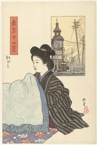 Shinbashi (titel på objekt) Tolv udsigter over Tokyo (serietitel) Tokyo junikei (serietitel på objekt) af Ishii Hakutei