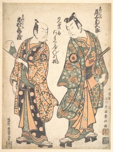 Onoe Kikugoro (til højre) som Soga no Goro; Ichimura Kamezo som Soga no Juro af Ishikawa Toyonobu
