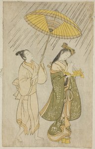 Parodi på Komachi, der beder om regn af Ishikawa Toyonobu