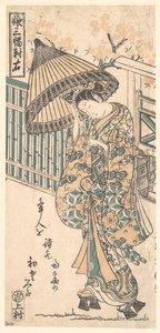 Ung dame med parasol af Ishikawa Toyonobu