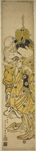 Ung kvinde og Hotei af Ishikawa Toyonobu