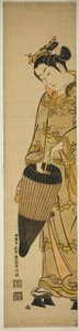 Ung kvinde med paraply af Ishikawa Toyonobu