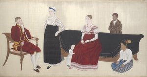Portræt af Cock Blomhoff-familien, deres vådsygeplejerske og to slavebundne tjenere af Ishizaki Yushi (attributed to)