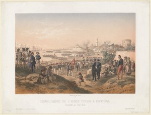 Landgang af den tyrkiske hær ved Yevpatoria under kommando af Omer Pasha, 1855
