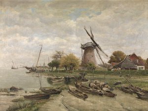 Schelde i Mariakerke (olie på lærred) af Isidore Meyers