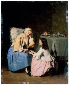 Hos den syge ven, 1800-tallet af Isidore Patrois