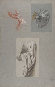 en. Sankt Remis hånd, f. Sankt Remis hånd, ca. Drapery Study for Acolyte Holding Book..., 19. årh af Isidore Pils
