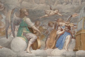 Engle, musiker-engle og puttos, detalje af Paradiset med den evige Fader, ca. 1623-34 (detalje af 3496185)