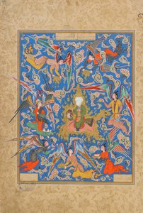 Folio from a Haft Awrang (Seven Thrones) af Jami (d.1492) sandsynligvis Mashad, Khurasan, Iran, Safavid Periode, 1556-65 (ugennemsigtig akvarel, blæk og guld på papir af Islamic School