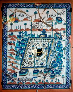 Islamisk kunst: udsigt over Mekka og Kaaba (Ka