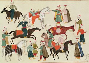 Ms 1671 A Horse Market, c.1580 af Islamic School