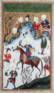 Ms B-284 fol.50b The Kings Hunt, fra Divan af Huseyn Bayqara, ca. 1540 af Islamic School