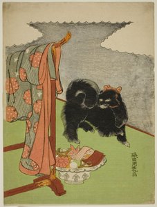 Sort hund af Isoda Koryusai