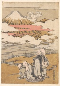 Saigyō betragter Fuji-bjerget af Isoda Koryusai