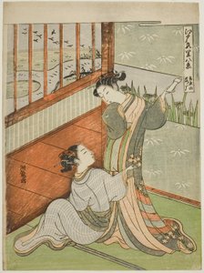 Gæs, der falder ned ved Yoshiwara (Yoshiwara no rakugan), fra serien "Eight Views of the Edo Pleasure Quarters (Edo irozato hakkei)" af Isoda Koryusai
