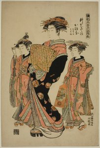 Kaoru of the Shin-Kanaya, fra serien "Models for Fashion: New Designs as Fresh as Young Leaves (Hinagata wakana no hatsu moyo)" af Isoda Koryusai