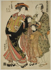 Manzan of the Chojiya, fra serien "Models for Fashion: New Designs as Fresh as Young Leaves (Hinagata wakana no hatsu moyo)" af Isoda Koryusai