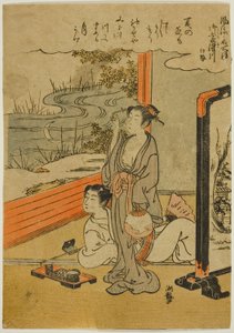 Mimosuso-floden i Ise-provinsen (Mimosusogawa, Ise), fra serien "Fashionable Mirrors of Famous Places (Furyu meisho kagami)" af Isoda Koryusai