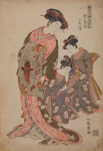 Oiran Ukita, født Kanaya, fra serien: Nye modeller af unge spirer (piger) / Hinagata Wakana no Hatsumoyo af Isoda Koryusai